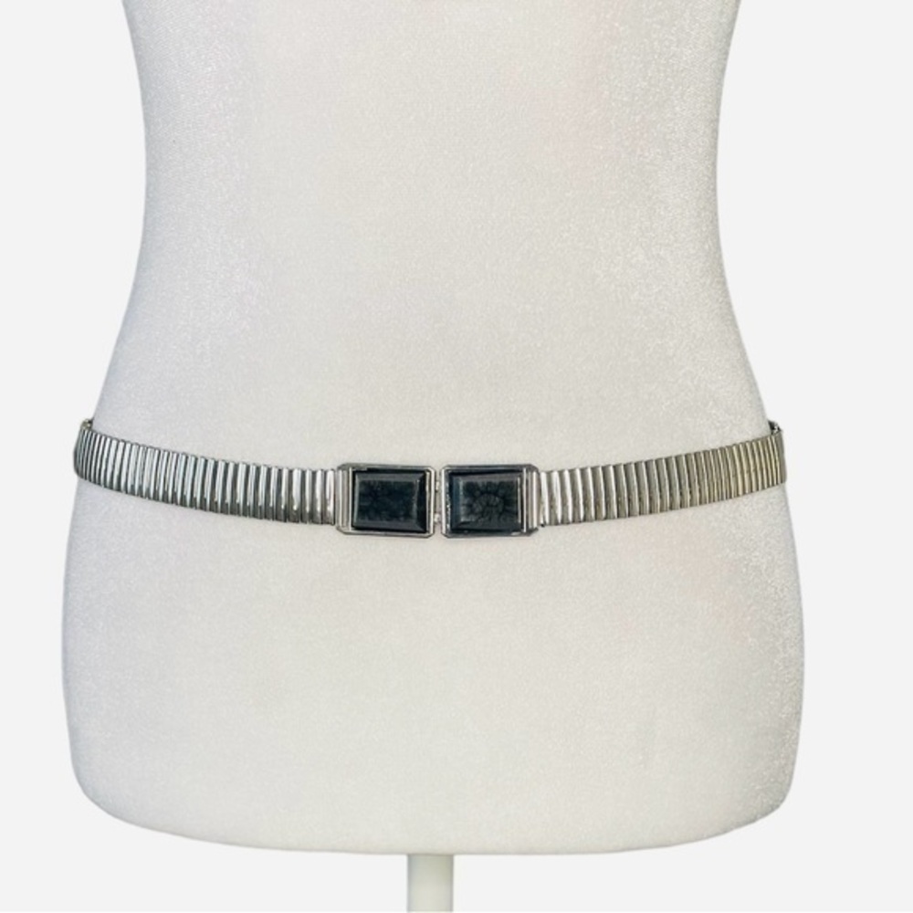 Y2k WOMAN STAINLESS STEEL STRETCHING With FAUX STONE LINKS BELT Size S/M